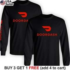 DoorDash Long Sleeve T-Shirt Food Delivery Driver Door Dash Service BWR01