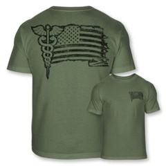 Patriotic RN CNA ICU ER Nurse Caduceus American USA Flag Athletic T-Shirt – A62