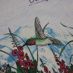 Vtg Hummingbird Habitat Nature T Shirt Mens Large Floral USA Tee Single Stitch
