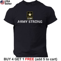 US Army Strong T-Shirt USA Military Patriotic Gym PT Physical Training BUA01