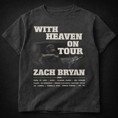 Zach Bryan 2026 Tour T Shirt, With Heaven On Top Concert NH27464