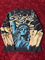 Men’s M Godspeed Voltage Yellow Statue of Liberty Graphic Crewneck LS Shirt