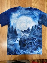 Wolves Lake Mountains Microfiber Unisex L Colorful Full Graphic Print Front Back