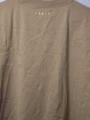 Coogi T Shirt Mens XL Tan Embroidered Logo Front Back Textured Pattern