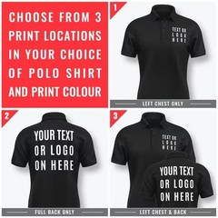 Customised Printed Left chest & Back Polo T-shirt, Custom Workwear Polo T Shirt