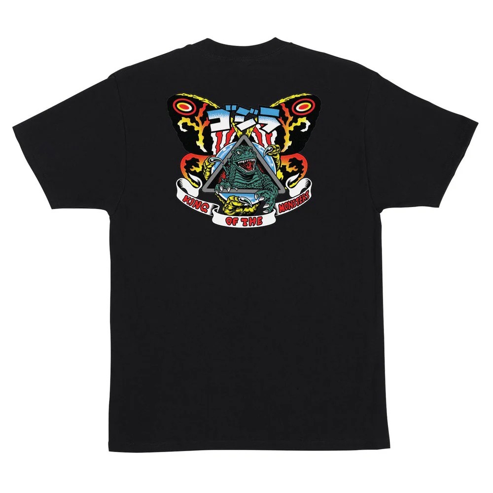 Santa Cruz X Godzilla Natas Kaupas MOTHRA Skateboard T Shirt BLACK