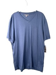 MICHAEL KORS Men’s Navy Blue V Neck T-Shirt Sz L 100% Cotton Retail $49.50 NWT
