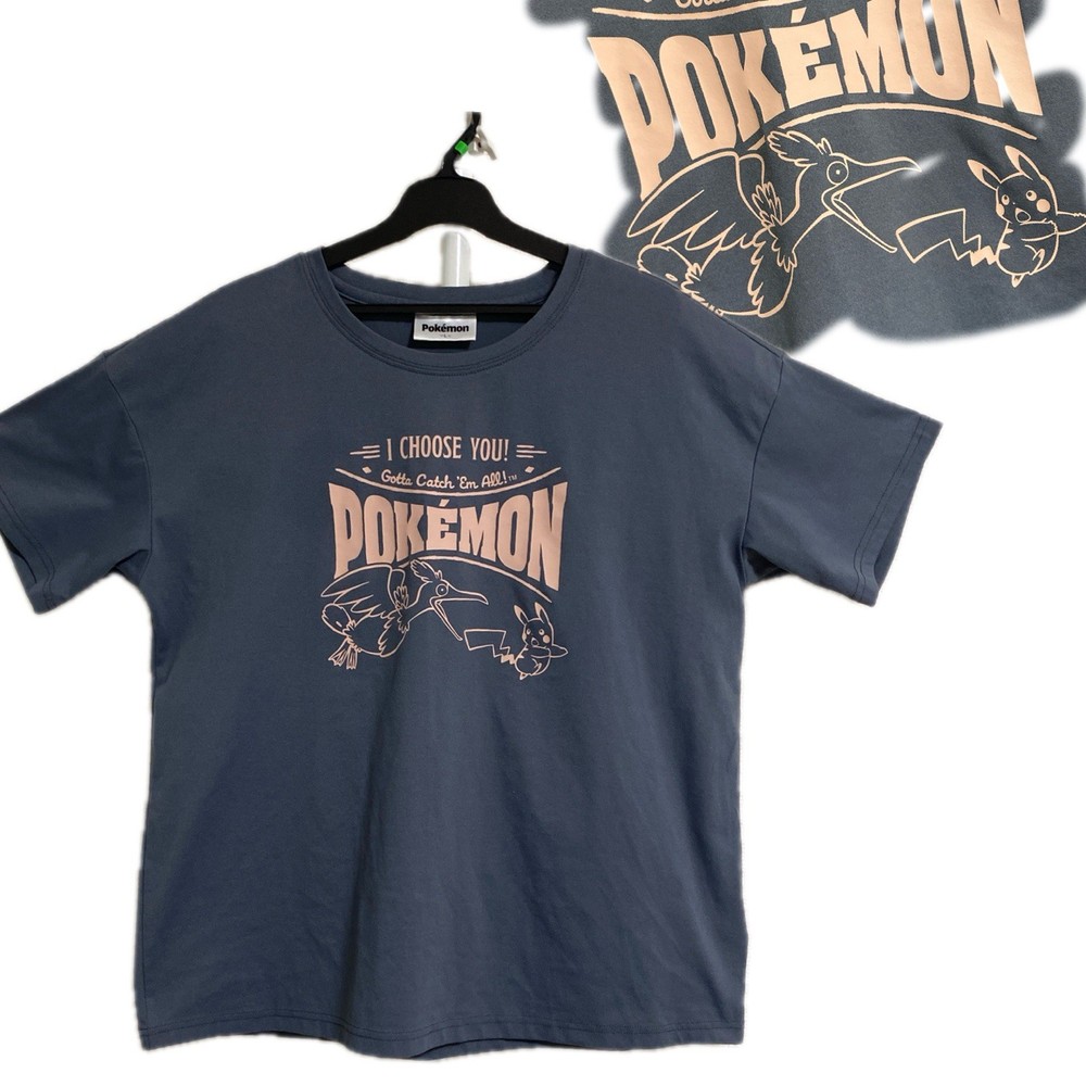Pokemon Pikachu Farfetch’d T-Shirt Gray Size L Short Sleeve Graphic Tee