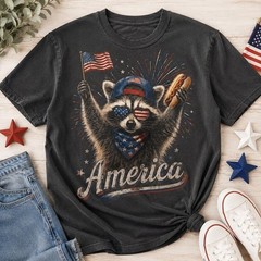 Feral & Free Raccoon Shirt, 4th of July Shirt, Comfort Colors 1717, USA Independ