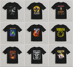 Lot of 3 Mens Rock Band Graphic T-Shirts Music Tee Bundle Concert Tour Shirts
