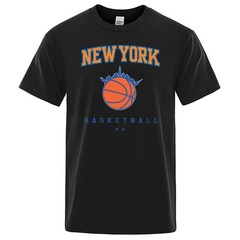 New York Basketball Streetwear Men’s Oversized Breathable Cotton T-Shirt