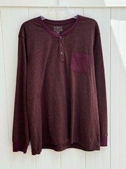 Simply Styled Men’s Long Sleeve Cranberry Henley Shirt XXL