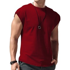 Mens Casual Sleeveless T-Shirt Solid Color Vest Tank Tops for Vacation Travel
