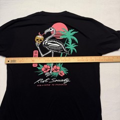 Riot Society Shirt Mens XL Black Skeleton Flamingo Welcome To Paradise Tee