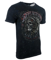 AFFLICTION Men’s T-shirt AC IROQUOIS BLACK LAVA Biker Skull Tattoo MMA S-4XL