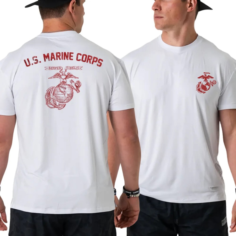 U.S. Marine Corps Semper Fi T-shirt, Red Eagle Globe And Anchor 2 Sides