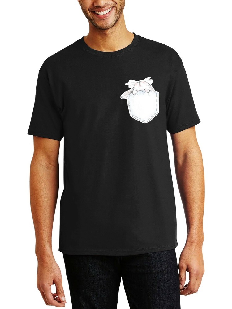 Mens Digital Image Print Pocket Easter Bunny Cotton Crew Neck Short Sleeve