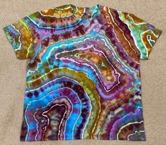 Handmade Ice Tie Dye T-Shirt XL Mens Womens Soft Cotton Blue Green Geode