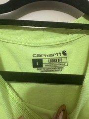 Carhartt Hi-Vis Short Sleeve Pocket T-shirt Men L Loose Fit Neon Yellow