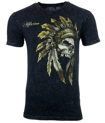 AFFLICTION WINDTALKER Men’s T-shirt BLACK LAVA Biker MMA