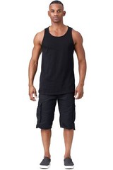 JC DISTRO Mens Basic Tank Top Jersey Casual Shirts Elong Scallop-Tail