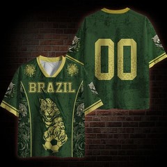 Brazil Inspired Football T-Shirt 3D Printed Polyester Breathable Quick Dry