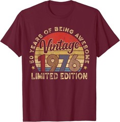 Retro 1976 Birthday Shirt Vintage 50th Birthday Party Gift Tee