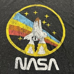 NASA Space Rocket Launch Heather Black T-shirt Graphic Tee M Adult / Teen