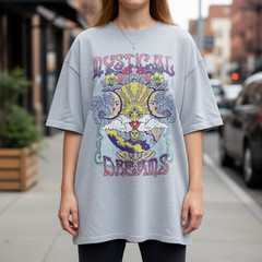 70s Retro Sun Moon T Shirt Oversized Aesthetic Trippy Mushroom Hippie Top Tee