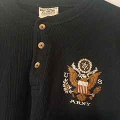 Brothers In Arms Outfitters US ARMY Eagle Black Waffle Fabric Pullover Size XL