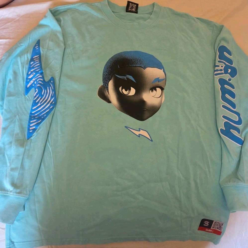 CloneX Mint Green Long Sleeve Graphic Tee Anime Size Small New without tag.