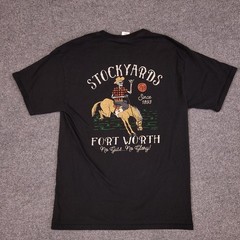 Stockyards Fort Worth Graphic T Shirt Men M Black Western Skeleton Cowboy Horse