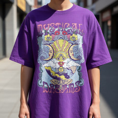 70s Retro Sun Moon T Shirt Oversized Aesthetic Trippy Mushroom Hippie Top Tee