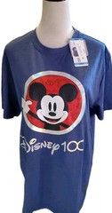 NWT Unisex Disney Blue T-Shirt 100th Celebration Front & Back Graphics Sz.Lg