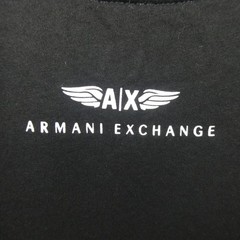 ARMANI EXCHANGE Black White Red Medium BOX LOGO Short Sleeve Designer T-shirt
