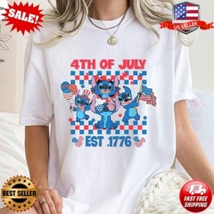 Patriotic Stitch Tee, Funny July 4th Est 1776 – American Stitch T-Shirt S-3XL