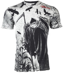 AFFLICTION Men’s Short Sleeve T-Shirt CORN REAPER White tattoo Biker S-4XL
