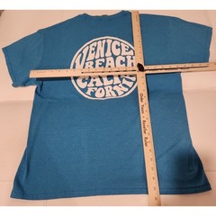 Vintage 70’s Style Venice Beach California Graphics BLUE T Shirt Mens Size LARGE