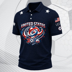 USA Soccer Golf Shirt Men Patriotic American Flag Soccer 2026 Fan Polo (S-5XL)