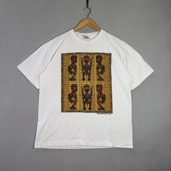 Vintage Art T Shirt Mens XL White Bali Primitive Native Hand Made Single Stitch