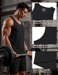 Men’s Workout Tank Tops Gym Sleeveless UPF 50+ Summer Sun Shirts Quick Dry Tops