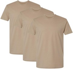 Desert Tan Military T-Shirts 3 Pack 100% Cotton Army Undershirts Crewneck Tees