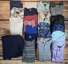(Lot Of 22) Mens T-shirts Long/Shortsleeve Button Up Hooded Jacket Pre-owned