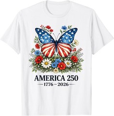 250th Anniversary Butterfly USA Flag Patriotic 4th of July Adult T-Shirt