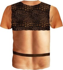 Funny 3D Hairy Chest T Shirt Men Novelty Graphic Gag Gift Party Outfit AOP Tee