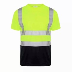Hi Viz Visibility T Shirt Safety Work High Vis Two Tone Short Sleeve Crew Neck
