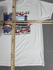 Vintage Russell Athletic Shirt Mens Medium White 9-11 Eagle American Flag 00s