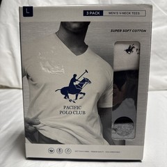 Pacific Polo Club Men’s V-Neck Tees Large Assorted Box of 3 Pack Breathable NIB