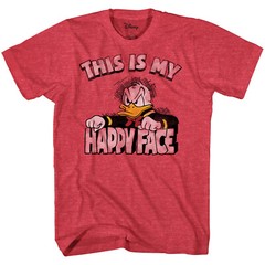 Disney Donald Duck This Is My Happy Face Men’s Red Heather T-Shirt
