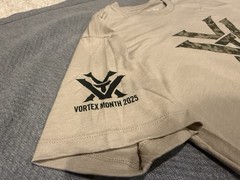 Vortex Unisex T-Shirt -Size Small Tee – Tan – Tagless Collar – Soft Fabric!